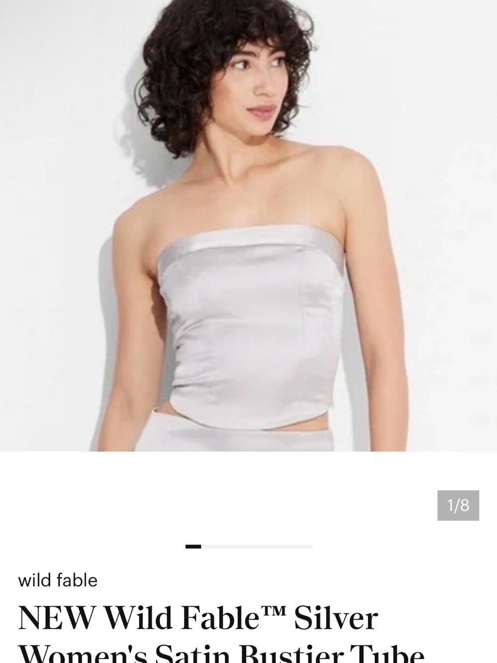 wild fable Silver Satin Strapless Bustier Top